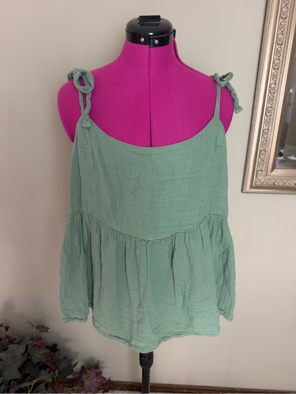 Old Navy Sage Green Tie Strap Blouse